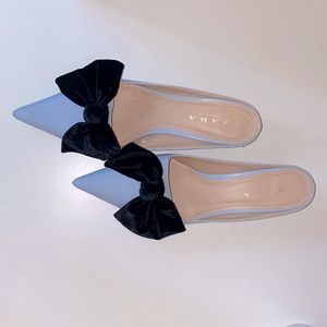 ZARA TRAFALUC | velvet bow mules